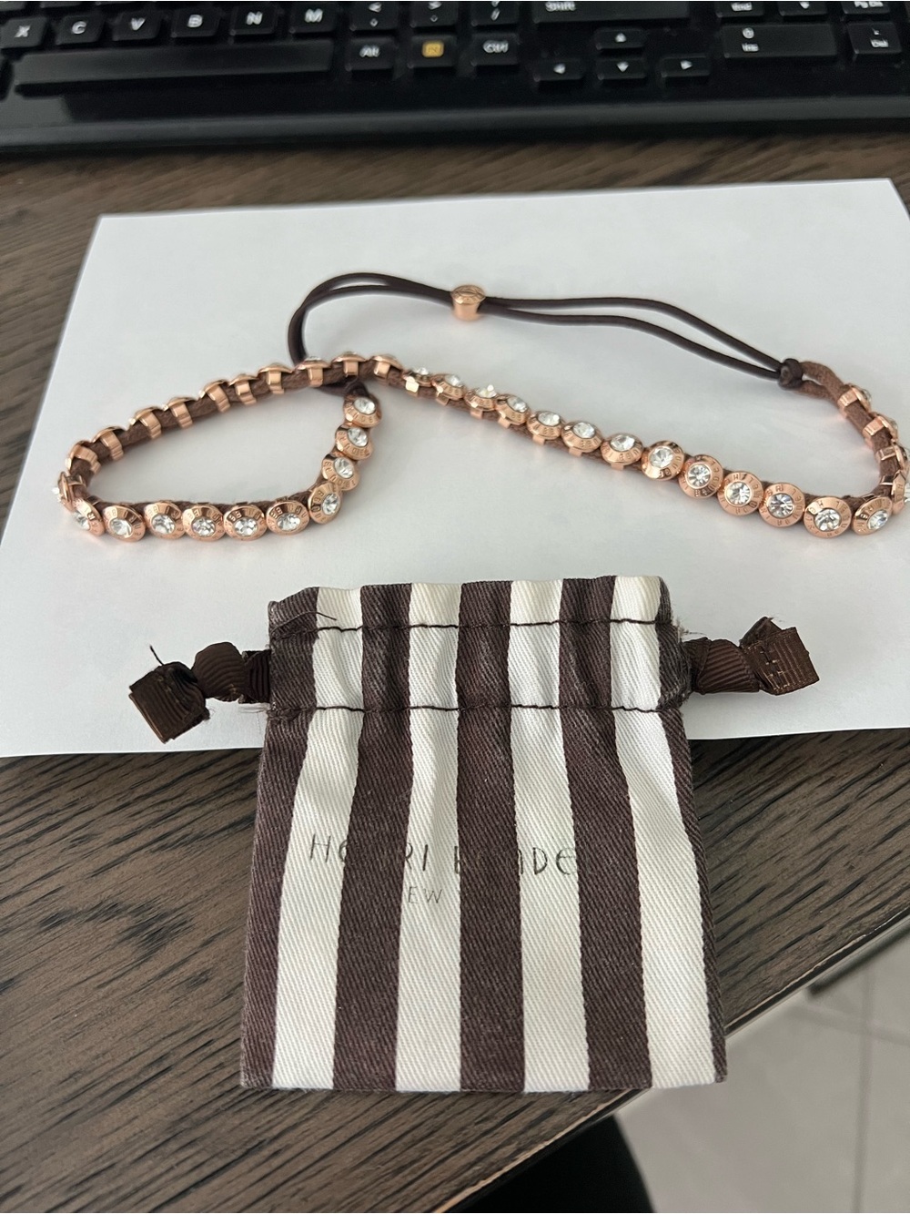 Henri Bendel Rose Gold Crystal Headband for Women - 100% Authentic